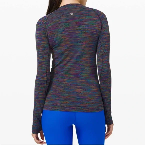 Lululemon Swiftly Tech Long Sleeve 2.0 Black/Rainbow Multi 4/Extra Small Run Top - Picture 7 of 15